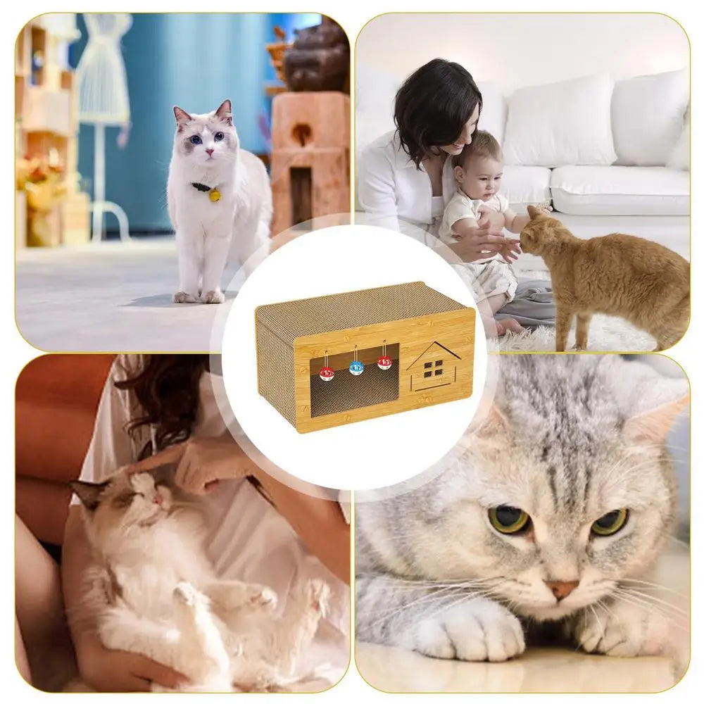 ScratchLounge: Combinazione Resistente di Graffiatoio in Cartone per Gatti e Lettino Accogliente