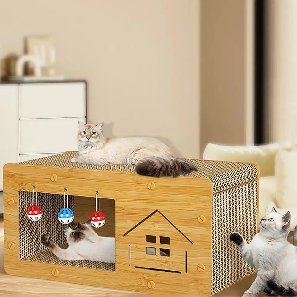 ScratchLounge: Durable Combination of Cardboard Cat Scratcher and Cozy Lounger